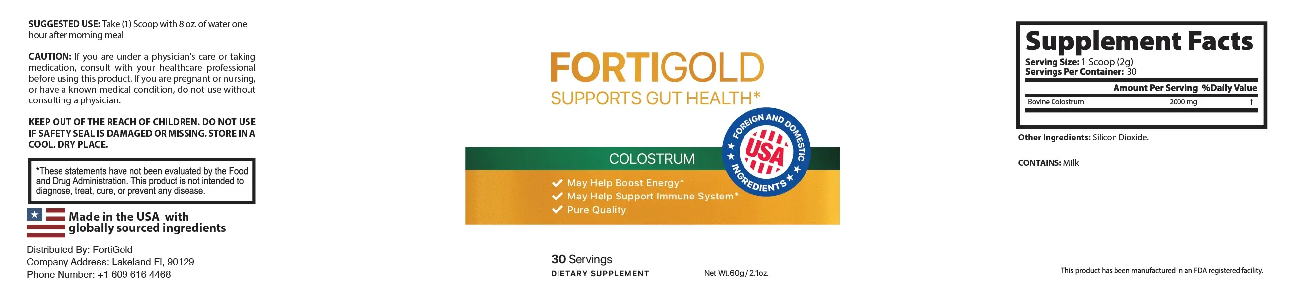 FortiGold Product Label